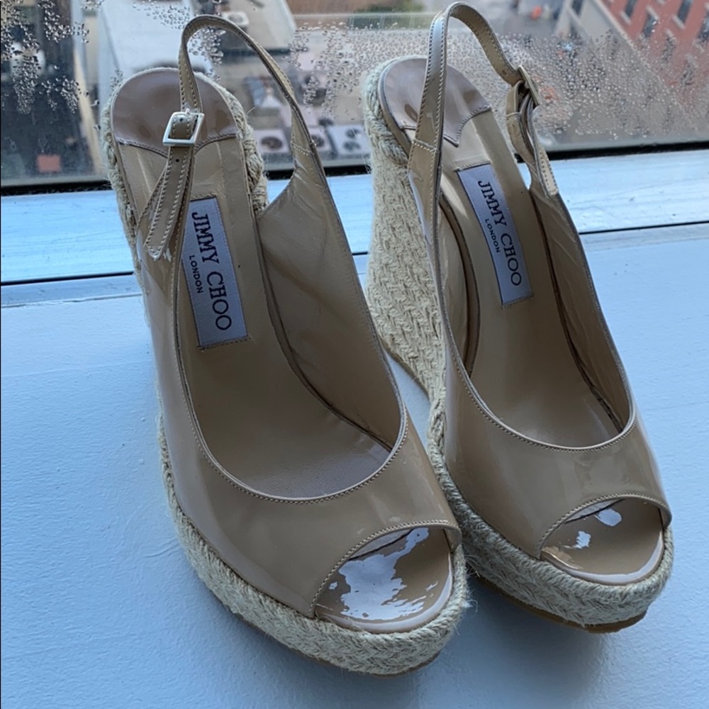 Jimmy Choo nude polar wedge espadrilles Euro 39